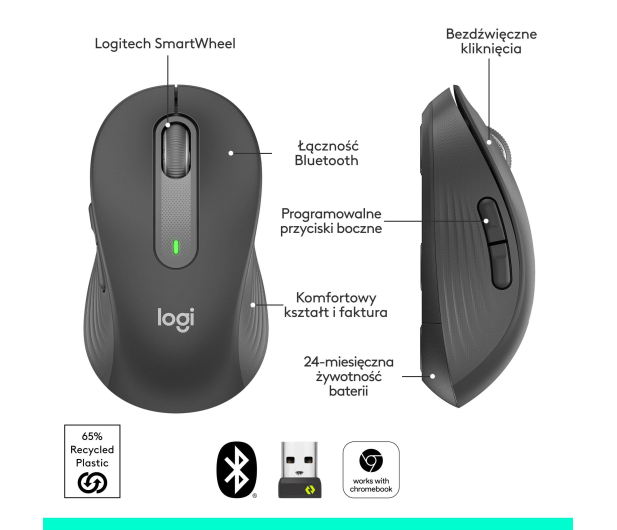 LOGITECH Signature M650 L Wireless Mouse Grafitowa - 713345 - zdjęcie 10